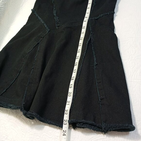 Urban Outfitters Mini Dress Size S Black Strapless Patchwork Denim Frayed Hem - Picture 10 of 10